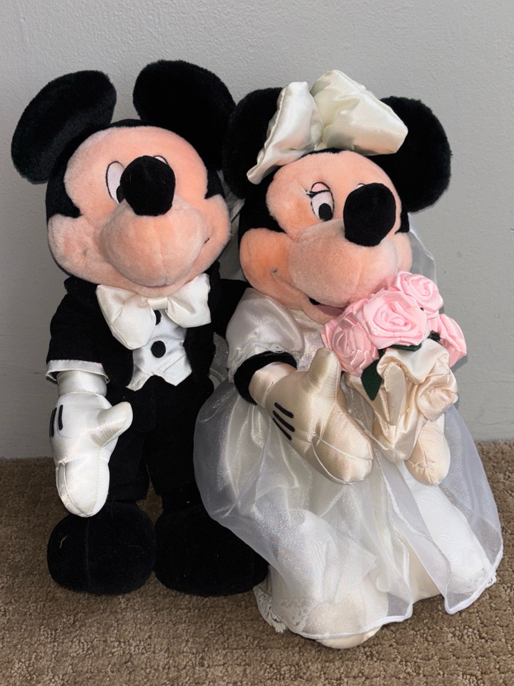 Disney Minnie & Mickey Mouse Wedding Plush standing set 14”